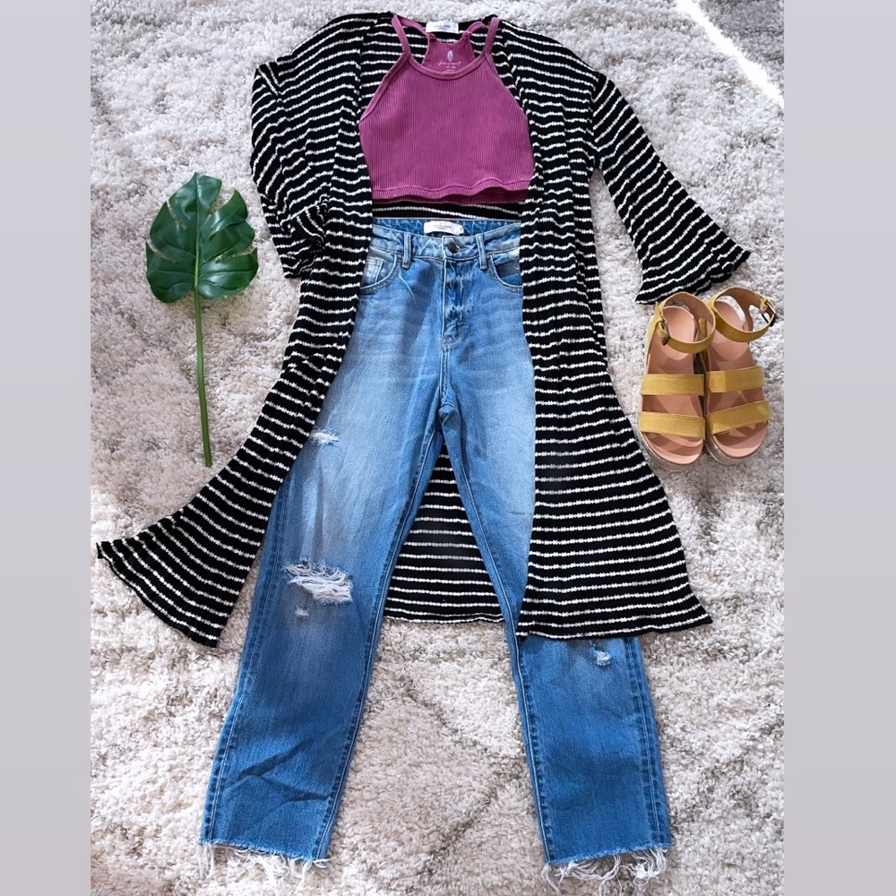 CJLA Annie Kimono Black with with stripes